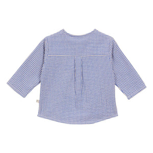 Arsène et Les Pipelettes - Blusa de seersucker Vichy | Azul celeste