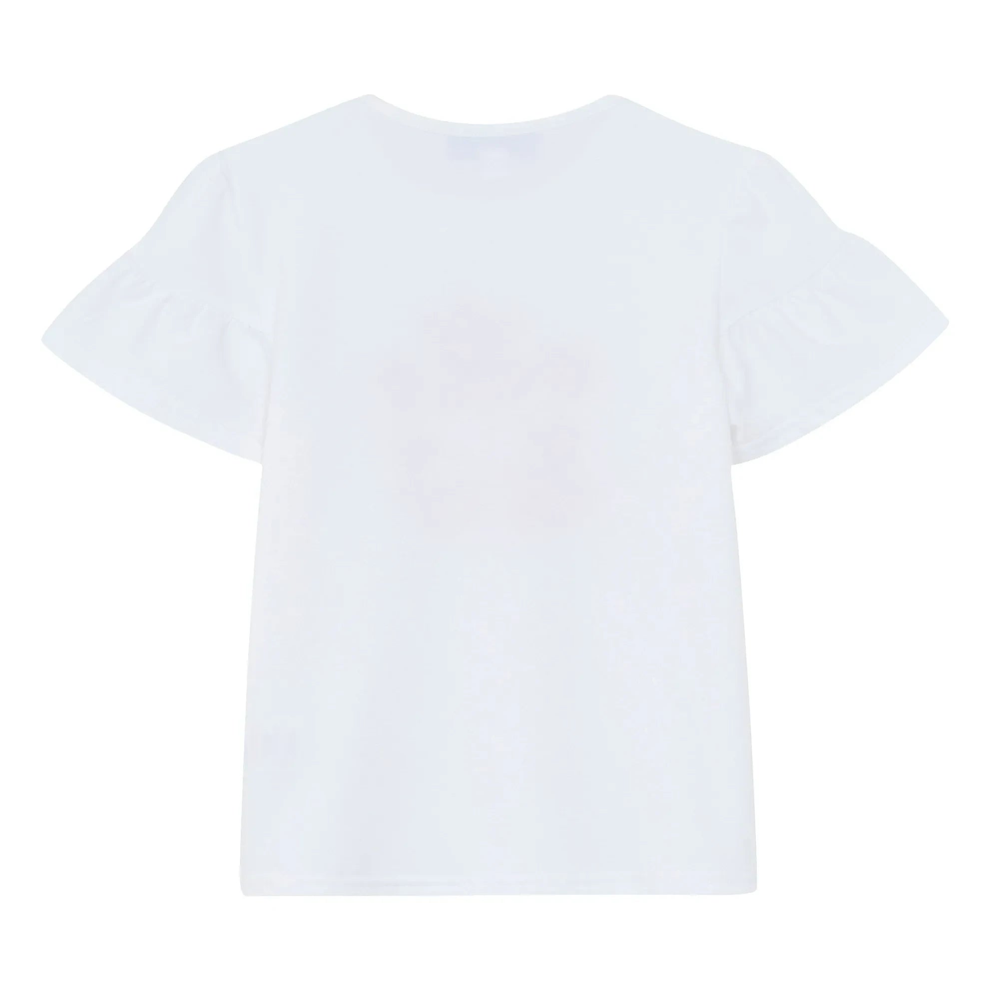 Tartine et Chocolat - Camiseta de manga abullonada con bordado floral | Blanco