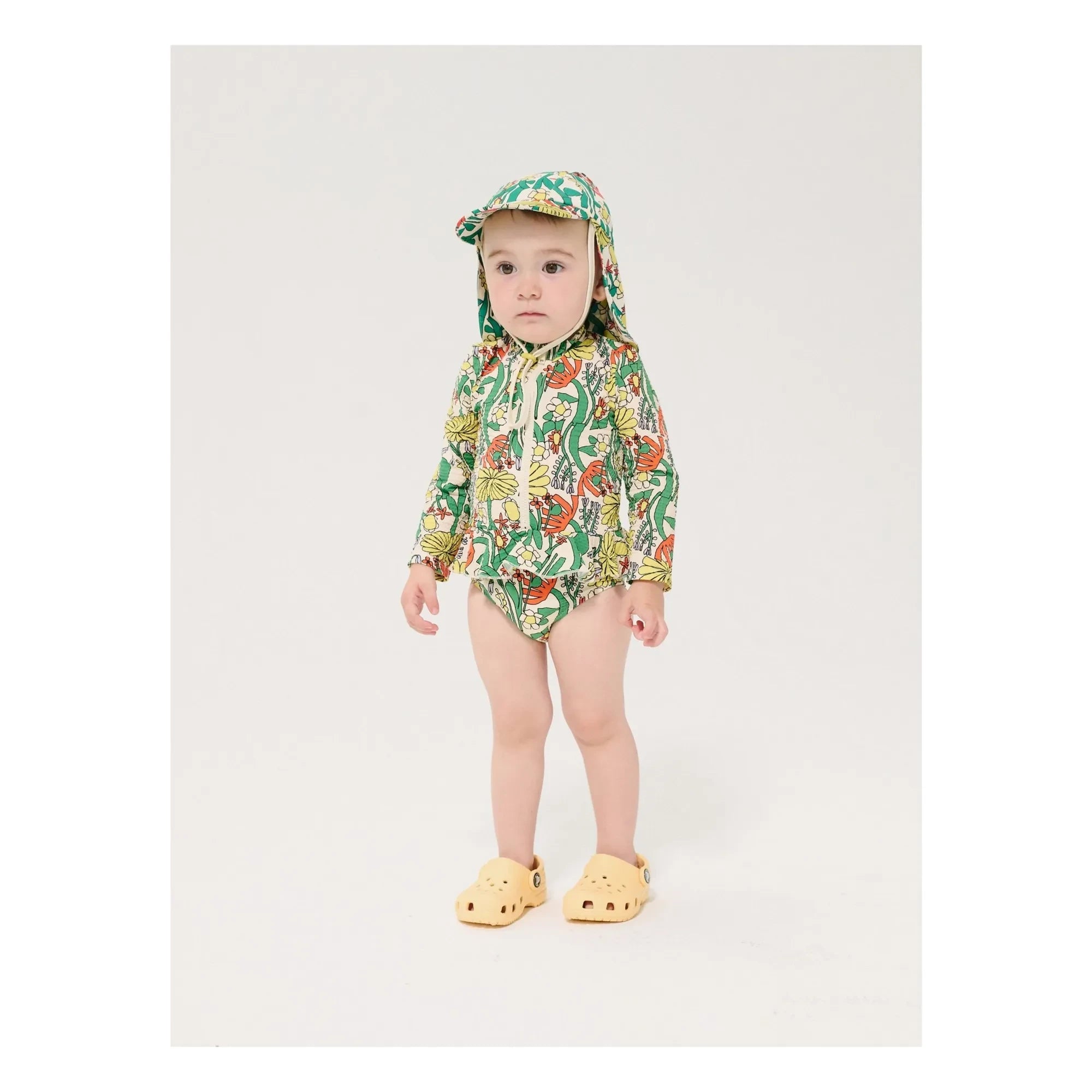 Bobo Choses - Bañador Manga Larga Estampado Flores Fibra Reciclada | Crudo