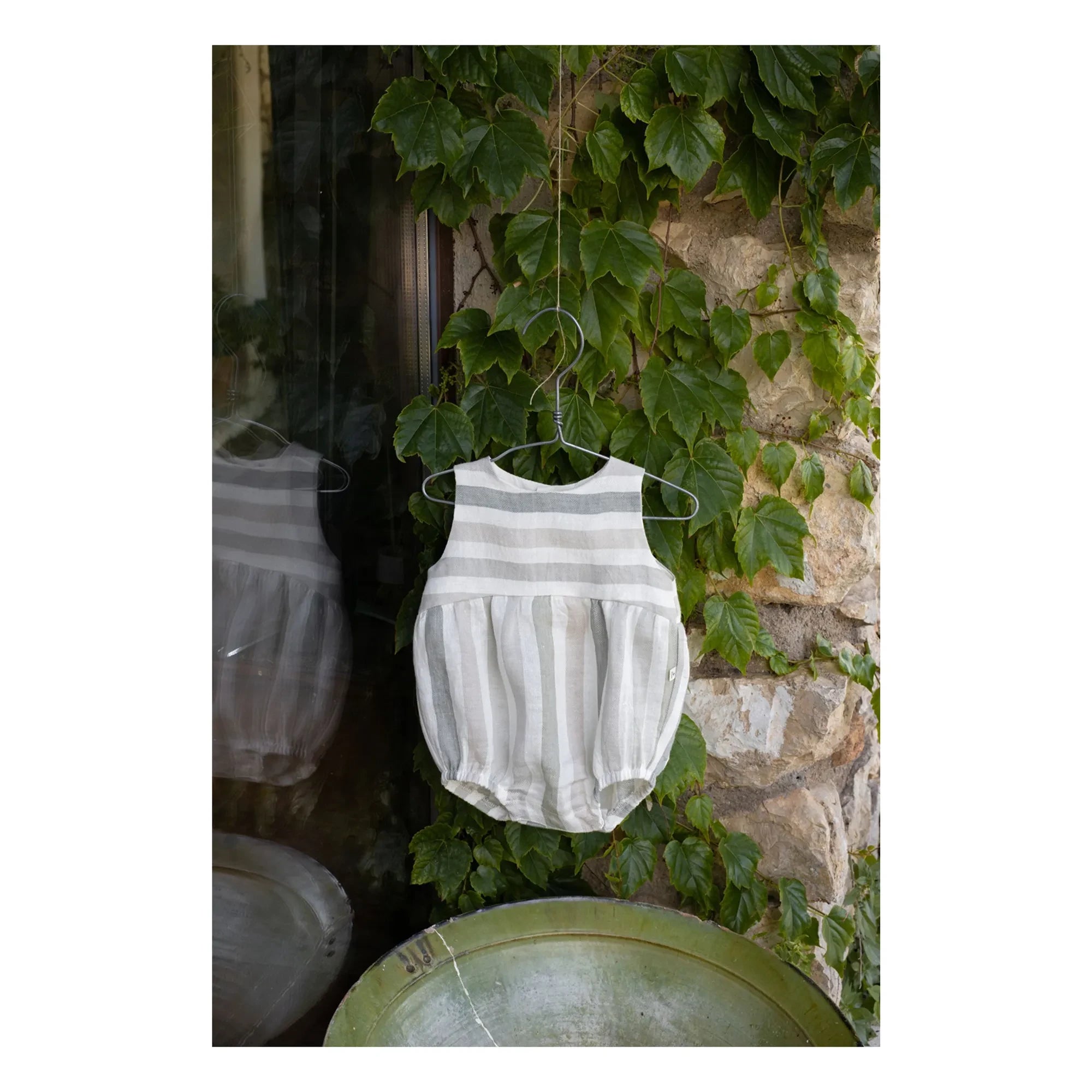 1+ in the family - Blanes mono de lino a rayas | Crudo