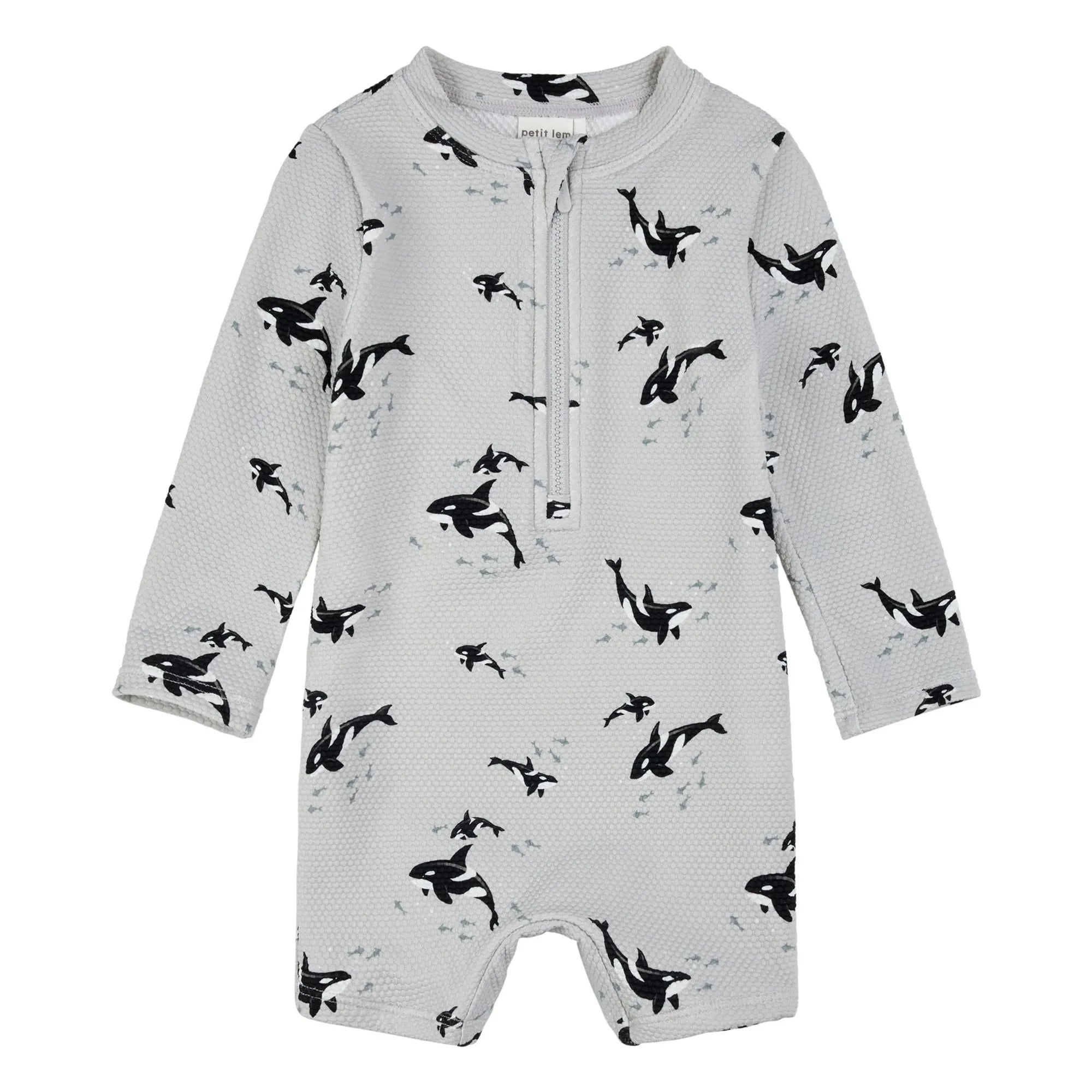 Petit Lem - Mono con textura de orcas de fibra reciclada resistente a los rayos UV | Gris