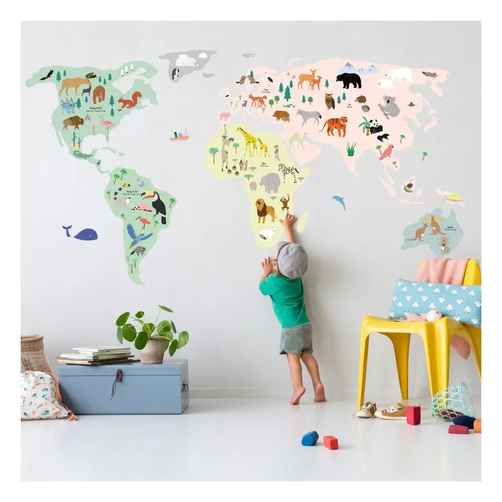 MIMI'lou - Vinilos Decorativos Mapa Mundi Animales
