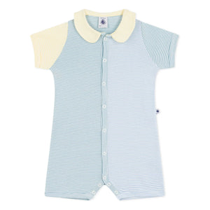 Petit Bateau - Pijama Mono Corto de Rayas | Azul
