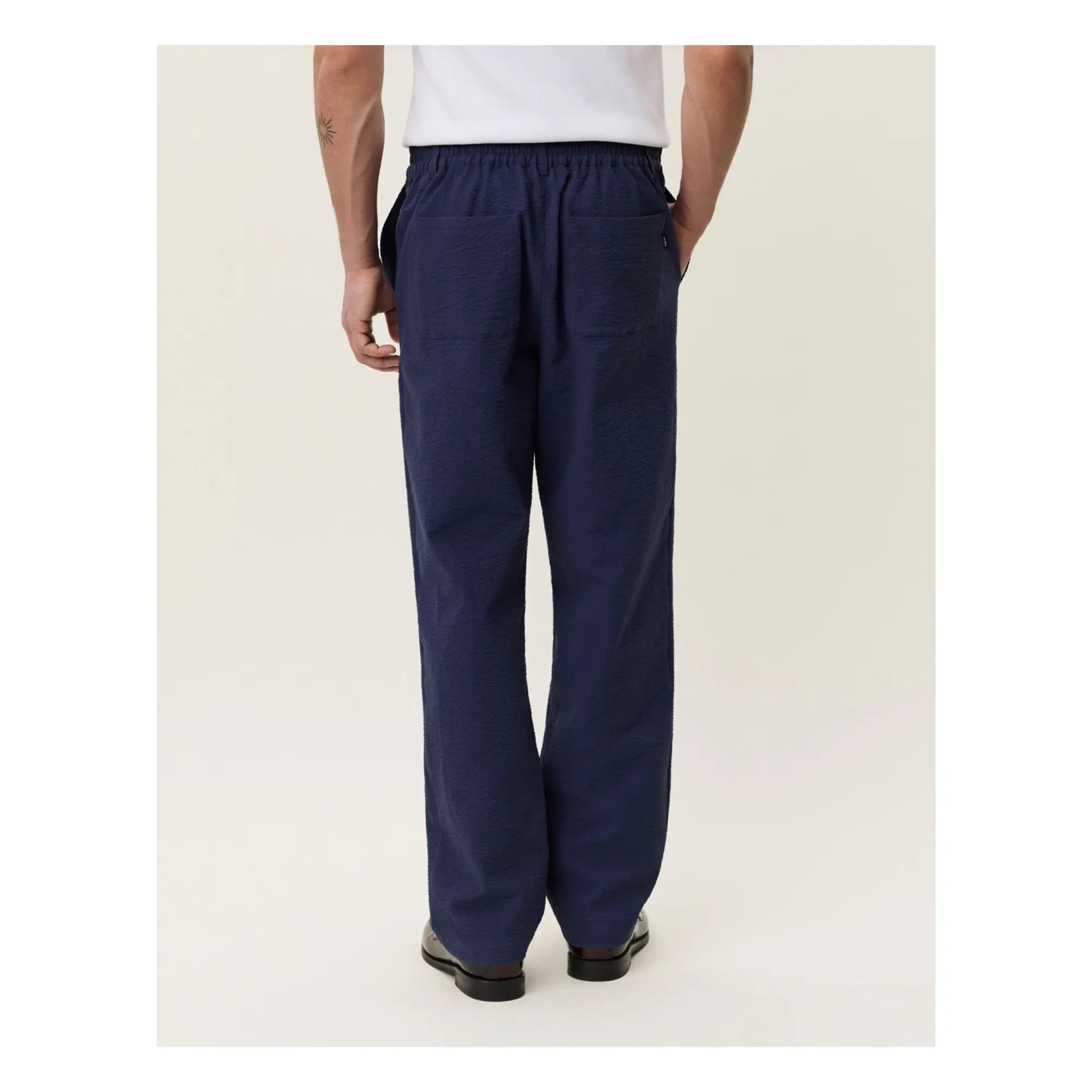 Les Deux - Pantalones Seersucker | Azul oscuro
