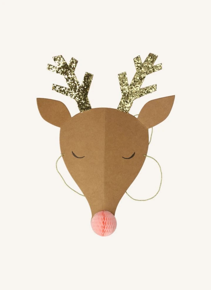 Meri Meri - Sombreros de Navidad con Ciervo Alegre - Pack de 6