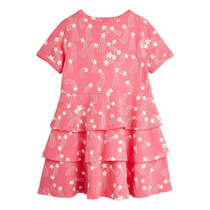Mini Rodini - Vestido de algodón orgánico con estrellas | Rosa