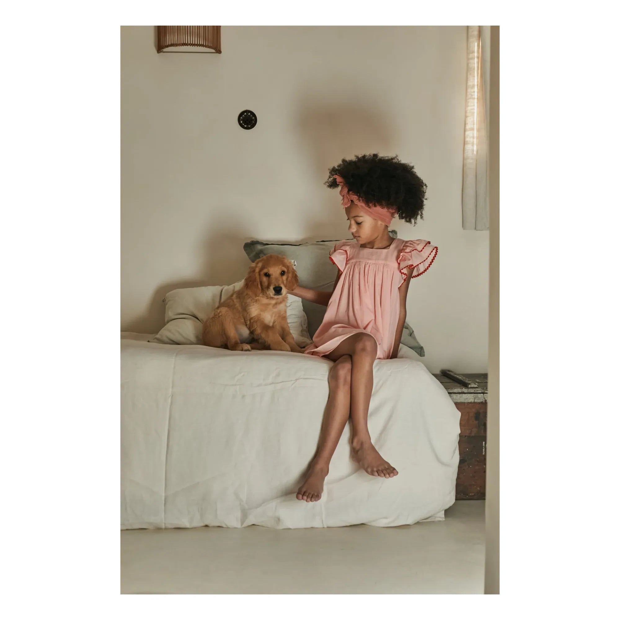 Emile et Ida - Vestido con volantes de batista rosa empolvado