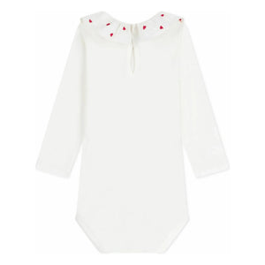 Petit Bateau - Body de algodón orgánico con cuello con volantes | Blanco