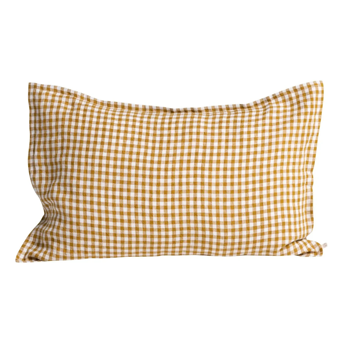 Gabrielle Paris - Funda de almohada de lino lavado Gingham | Color amarillo curry