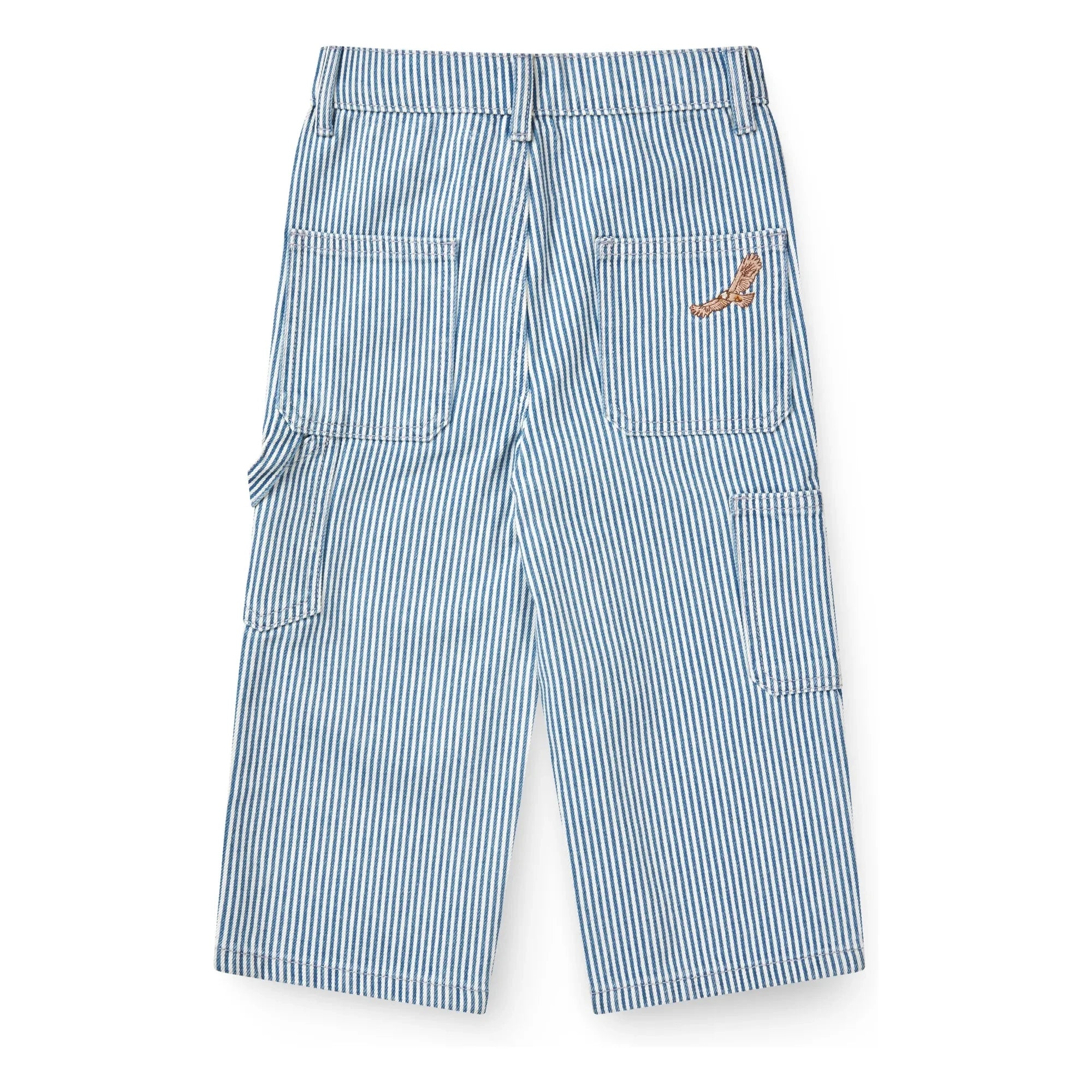 Copenhagen Colors - Pantalones cargo de gabardina de algodón orgánico a rayas | Azul