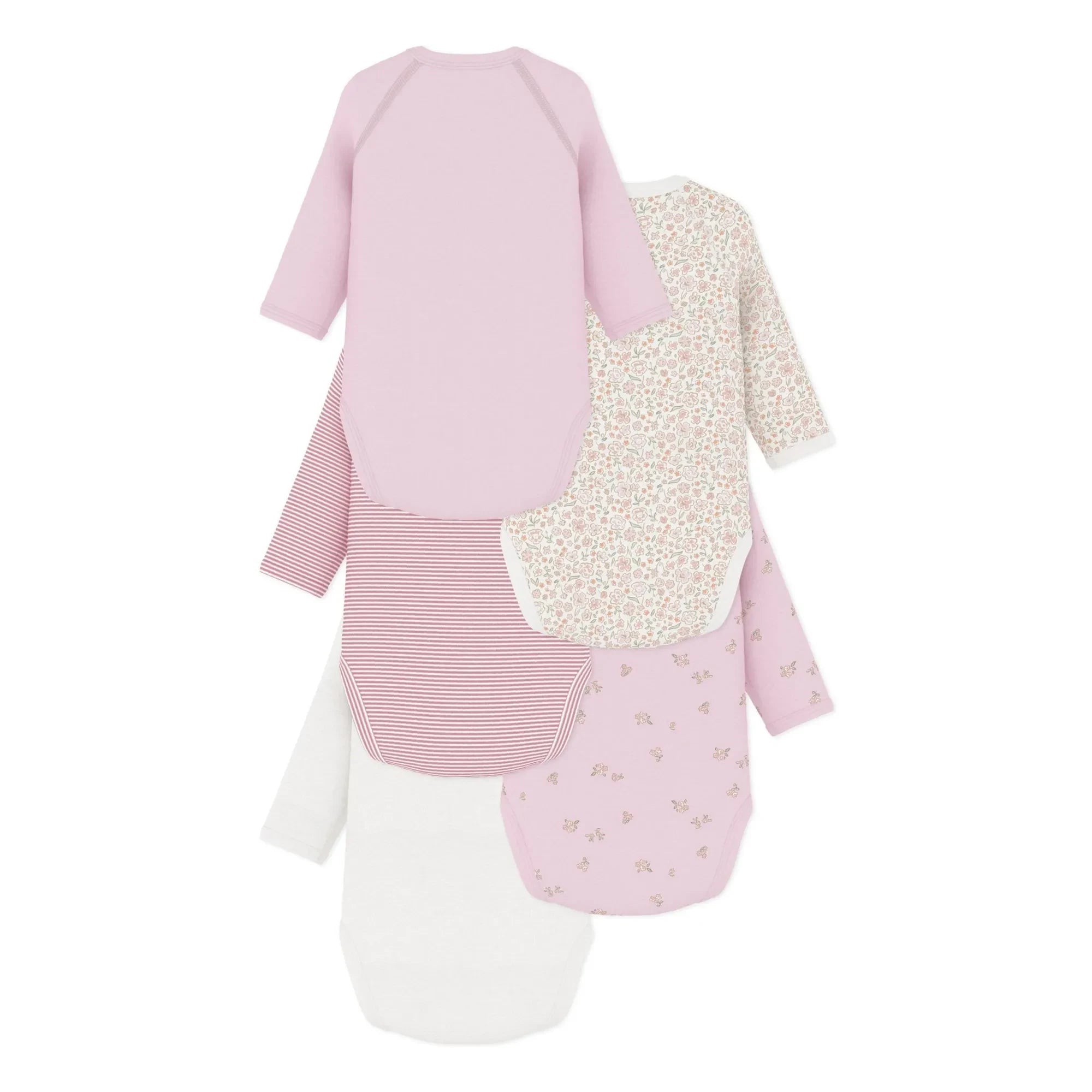 Petit Bateau - 5'li Organik Pamuklu Çiçekli Badi Seti | Pembe