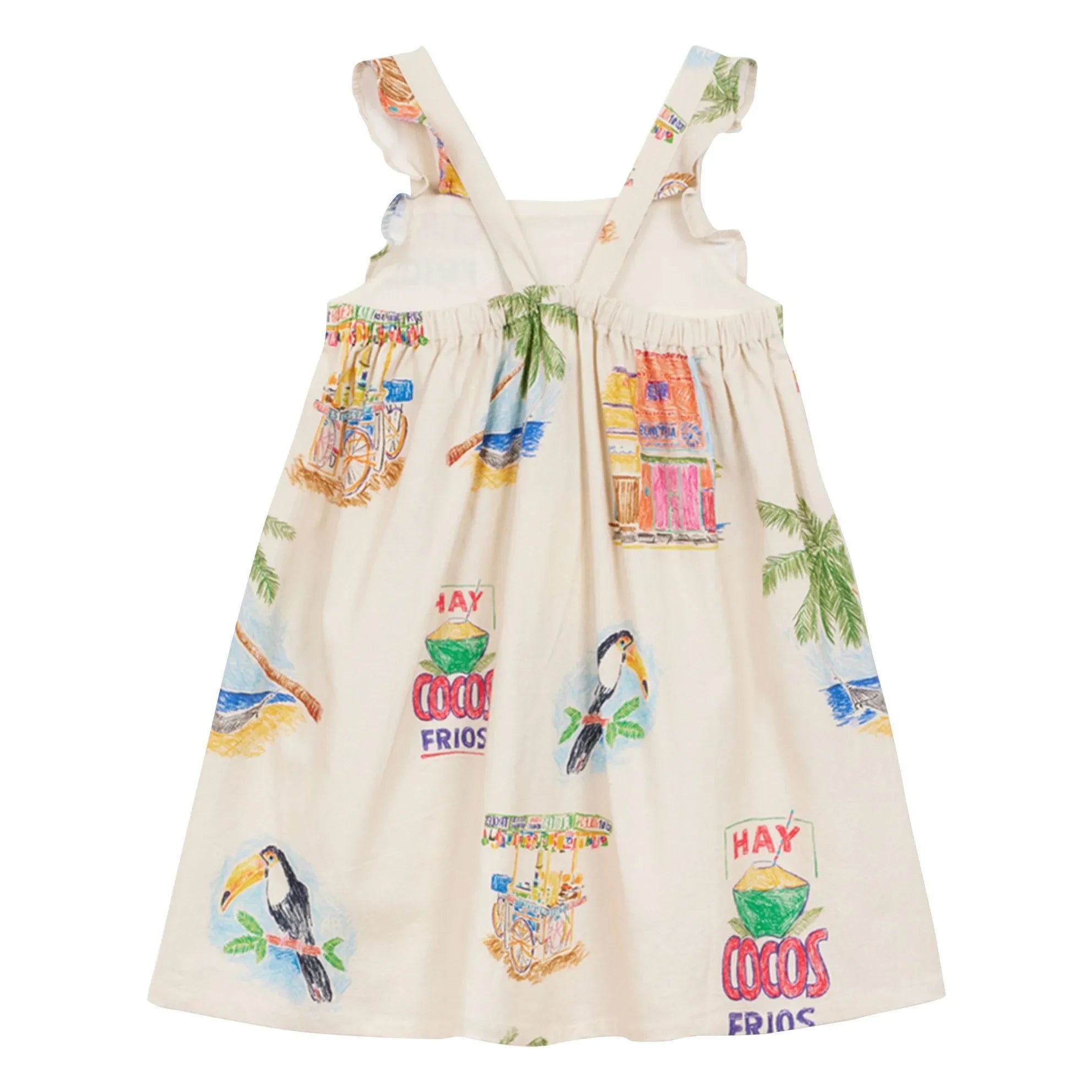 Arsène et Les Pipelettes - Vestido Delantal de Sarga Palm | Crudo