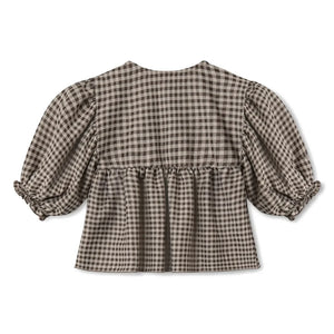 Fliink - Blusa de Algodón Orgánico a Cuadros Ella | Marrón