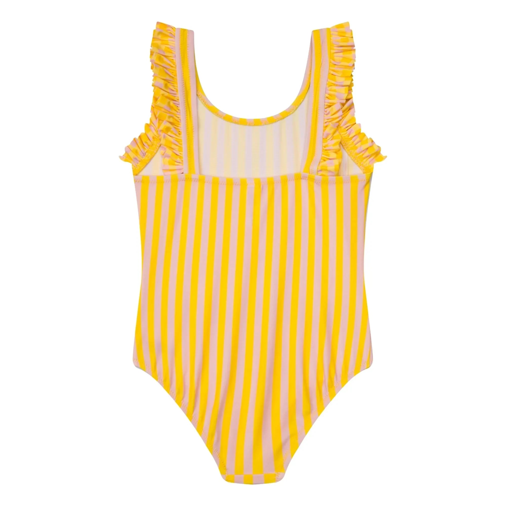 Jera Mini - Traje de baño con volantes a rayas | Amarillo