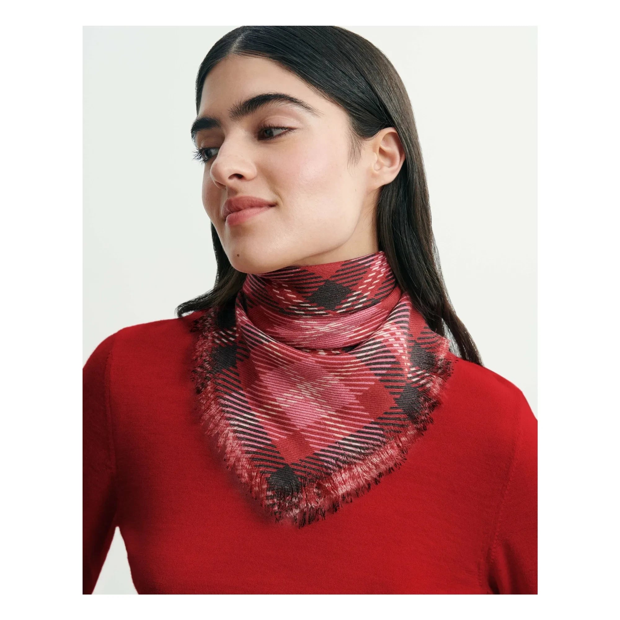 Bompard - Mini Carré Ekose Kaşmir Atkı | Kırmızı