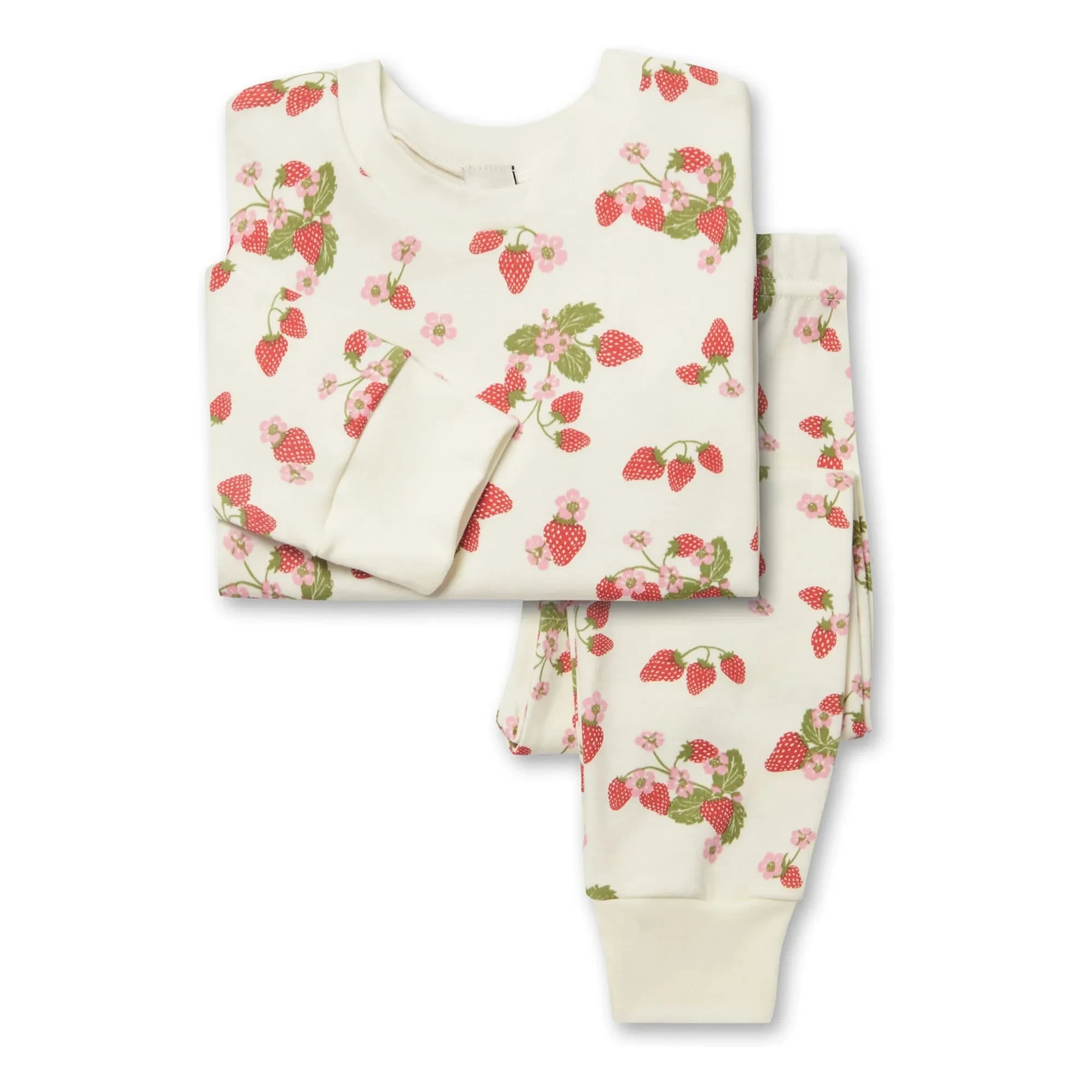 Sleepy Doe - Pijama de algodón orgánico con fresas | Crudo