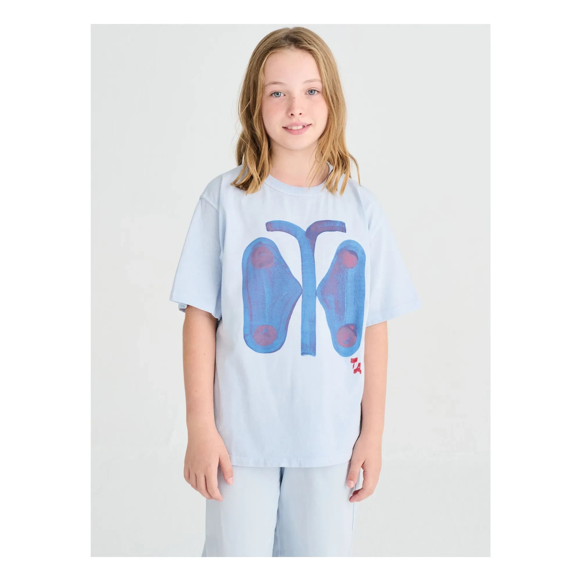 True Artist - Camiseta con mariposas de algodón orgánico | Azul claro