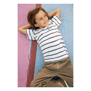 Bonton - Livo Camiseta de Rayas con Toalla | Blanco