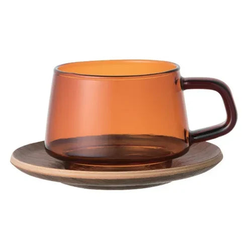 Kinto - Taza y Plato Sepia Tik | Ámbar