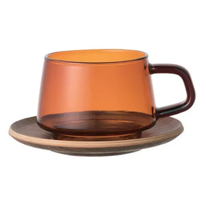 Kinto - Taza y Plato Sepia Tik | Ámbar