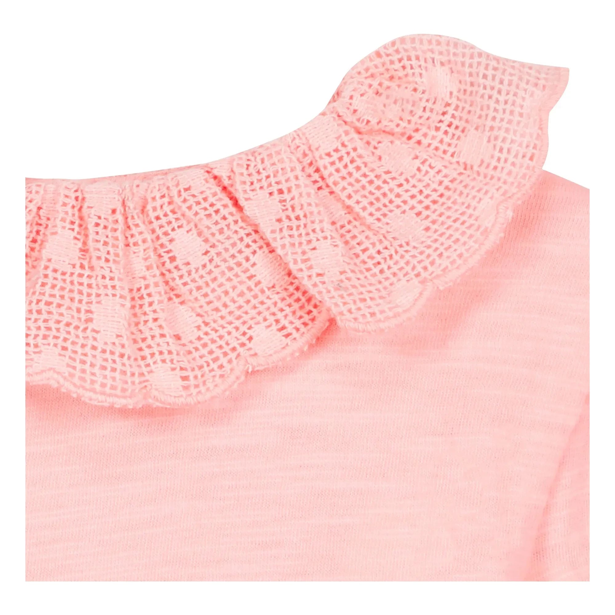Bonton - Niris Camiseta de cuello bordado para bebé | Rosa empolvado