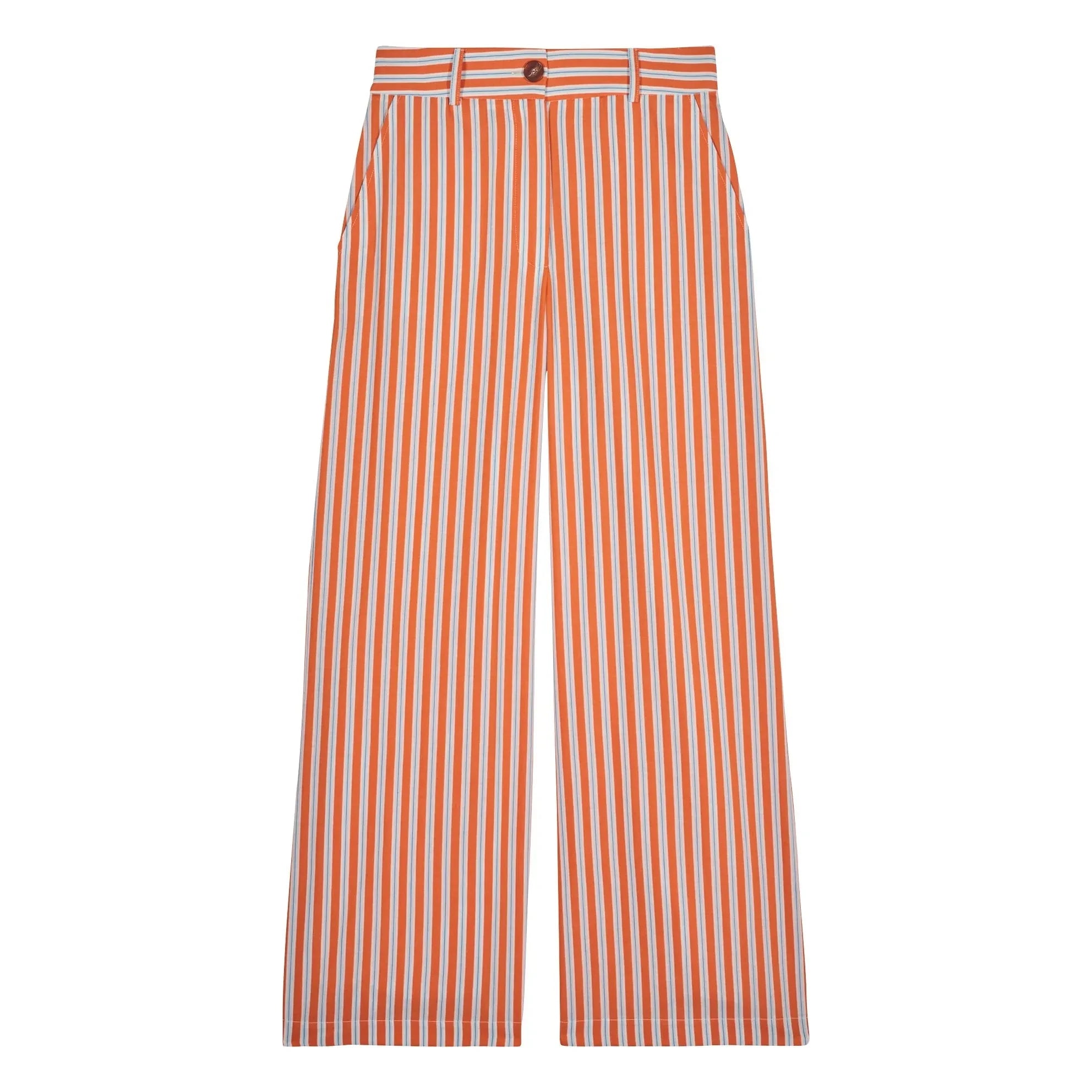 Maria de la Orden - Pantalón de rayas de algodón Romeo | Naranja