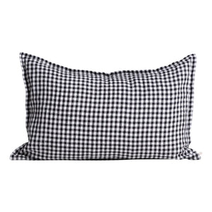 Gabrielle Paris - Funda de almohada de lino lavado Gingham | Negro