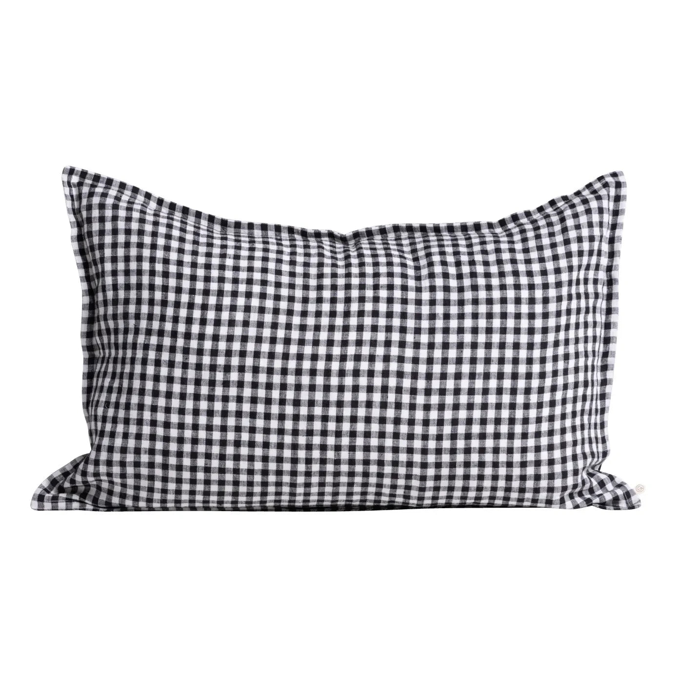 Gabrielle Paris - Funda de almohada de lino lavado Gingham | Negro