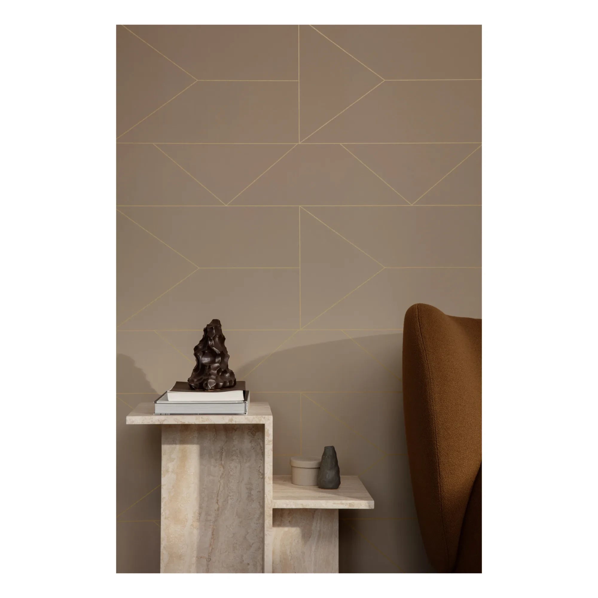 Ferm Living - Mesa auxiliar distintiva de travertino | Beige