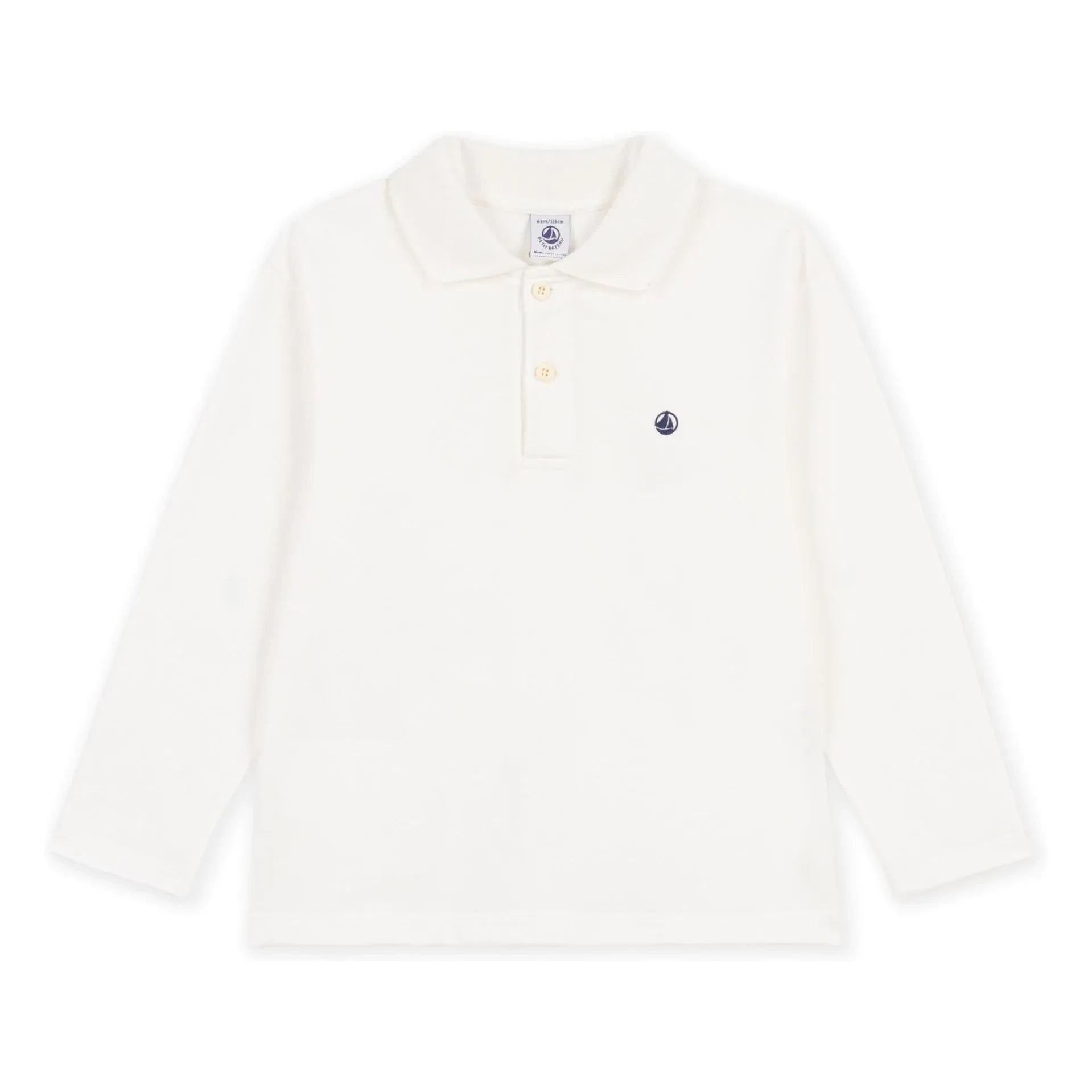 Petit Bateau - Organik pamuklu logolu polo tişört | Ekru
