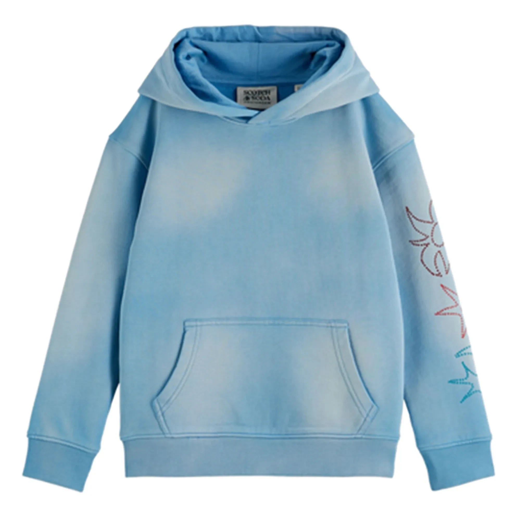 Scotch & Soda - Sudadera con capucha lavada de algodón orgánico | Azul claro