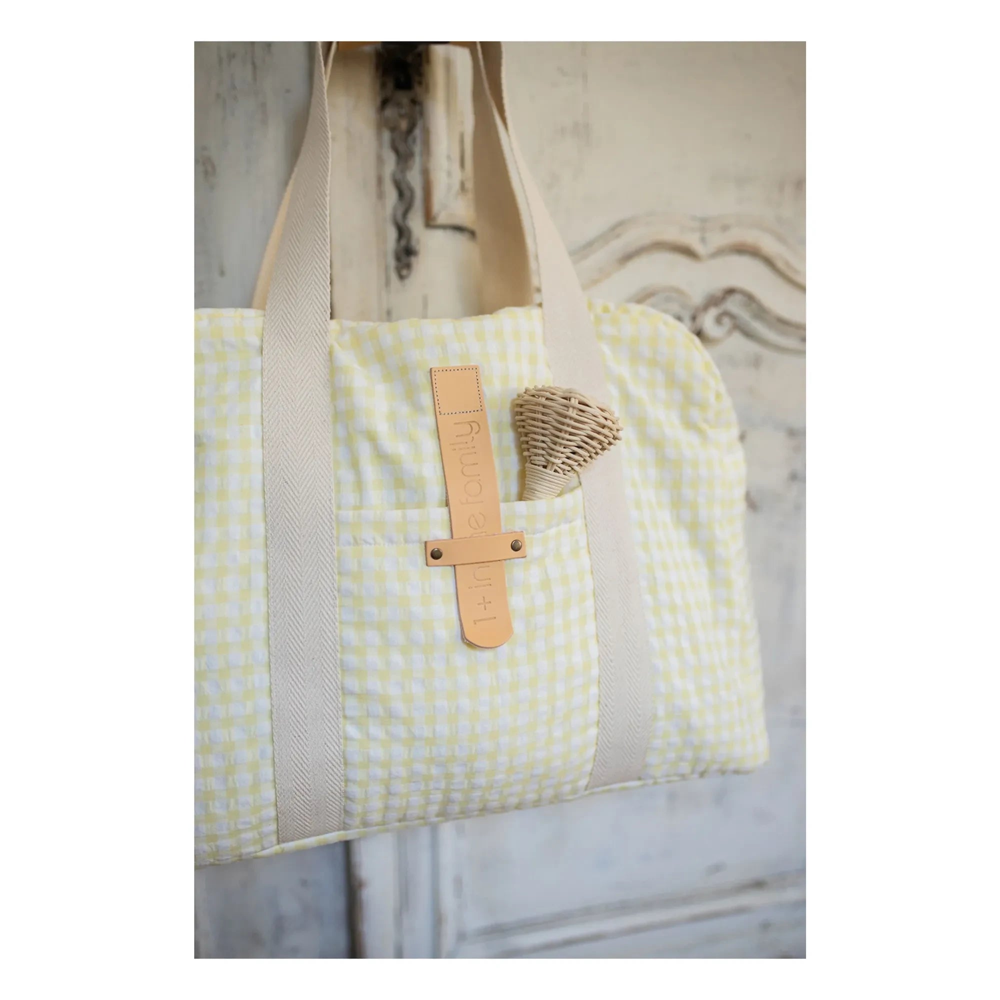 1+ en la familia - Bolsa de maternidad Vichy | Amarillo pálido