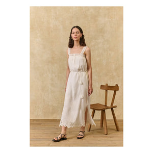 Louise Misha - Vestido de algodón orgánico Madera | Crudo
