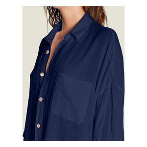Maison Saint Julien - Vestido de algodón de gasa Mykonos | Azul marino