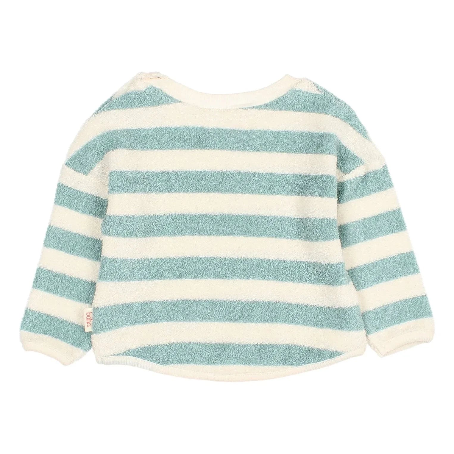 Búho - Sudadera de bebé de algodón orgánico a rayas | Verde agua