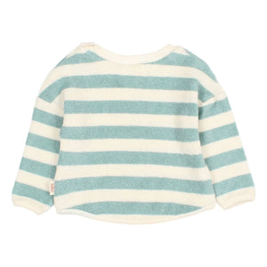 Búho - Sudadera de bebé de algodón orgánico a rayas | Verde agua