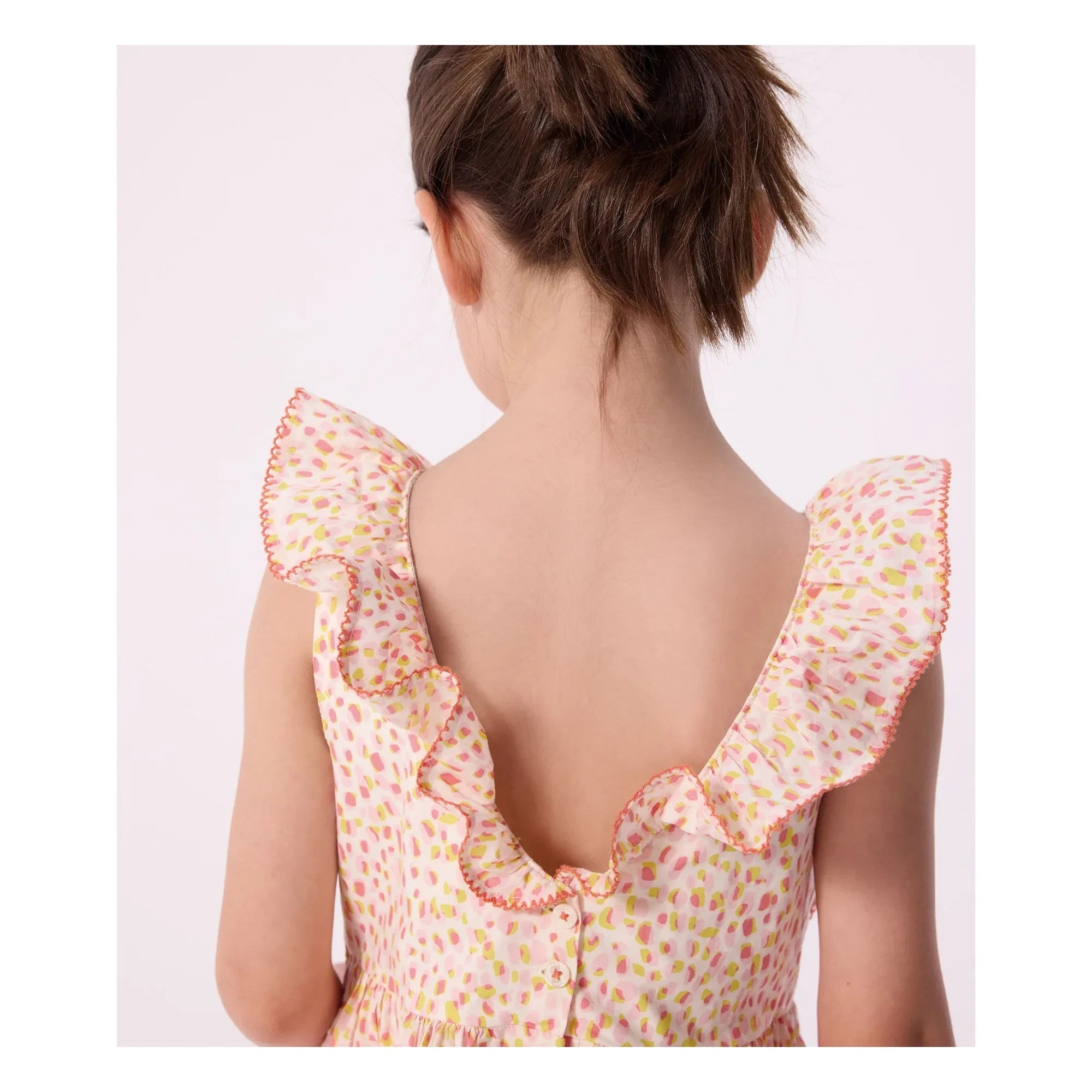Petit Bateau - Vestido de popelín de algodón orgánico con lunares | Coral