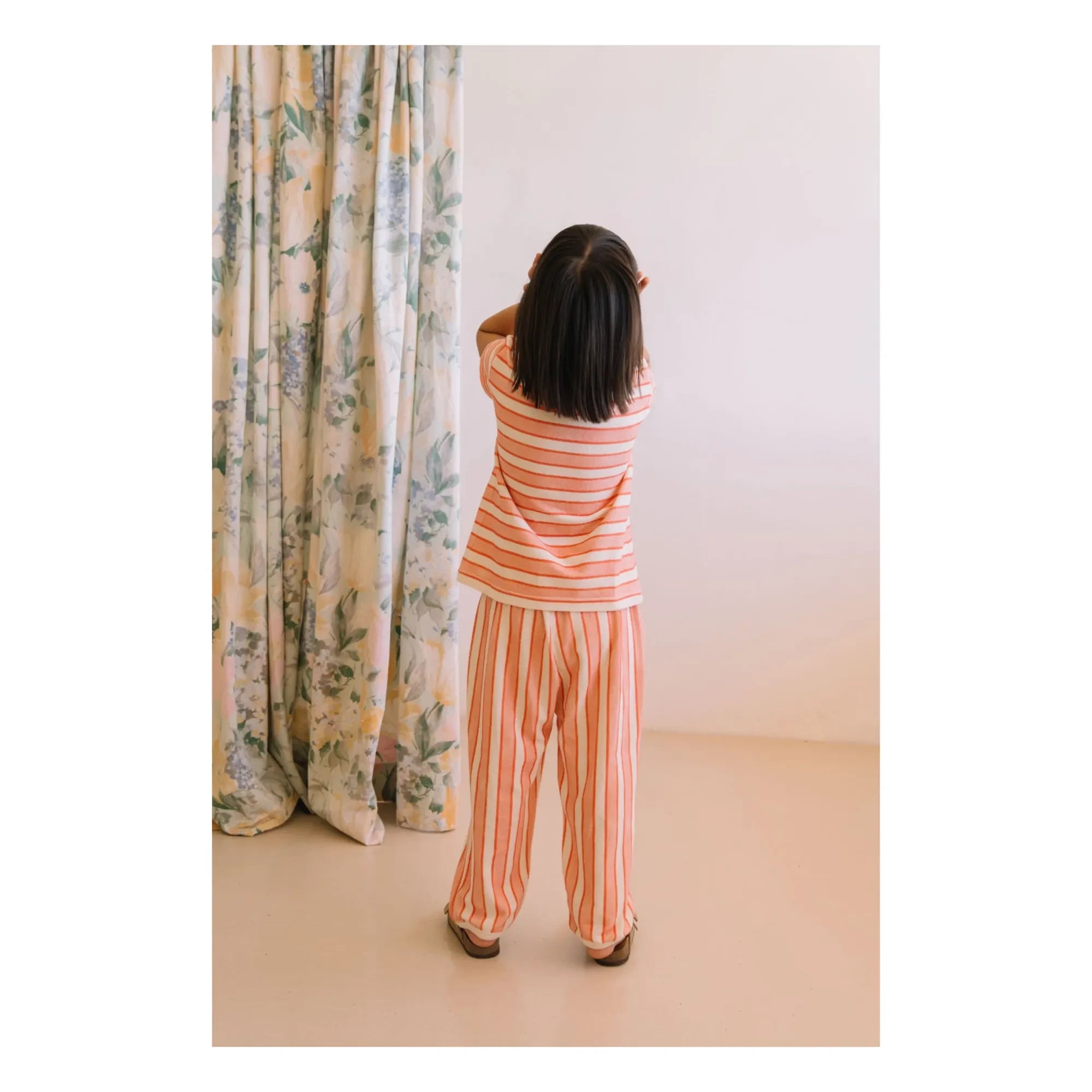 Studio Bohème - Camiseta de Algodón Orgánico Básica de Rayas | Rosa
