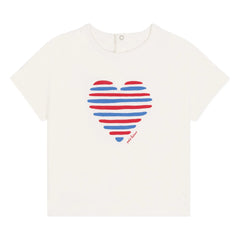 Petit Bateau - Camiseta Barlay Heart de Algodón Orgánico | Blanco