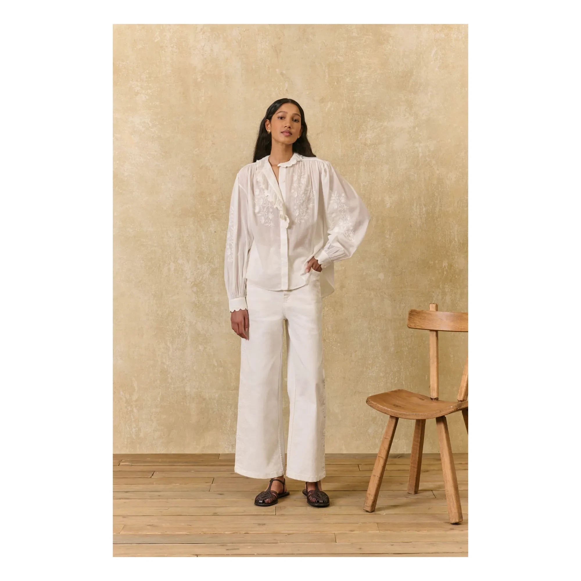 Louise Misha - Blusa Cora de Algodón Orgánico | Blanco