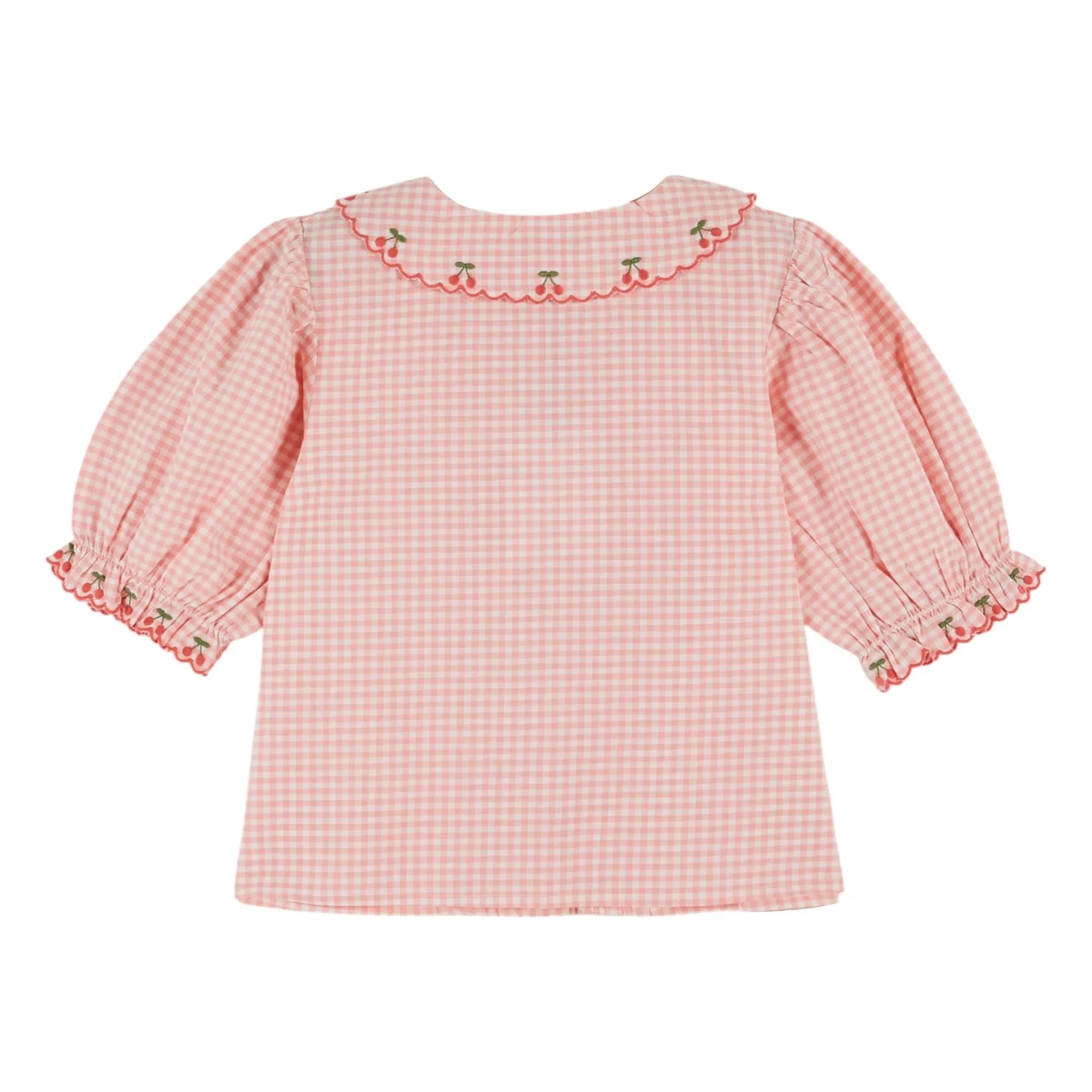 Emile et Ida - Blusa Bordada a Cuadros de Algodón Orgánico | Rosa