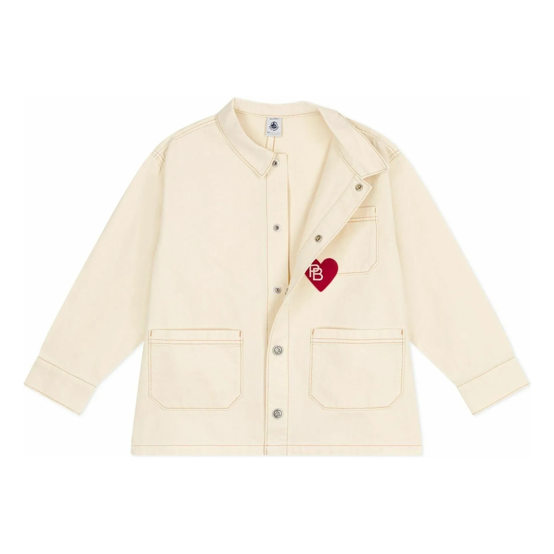 Petit Bateau - Chaqueta Corazón con Costuras Vistas | Crudo