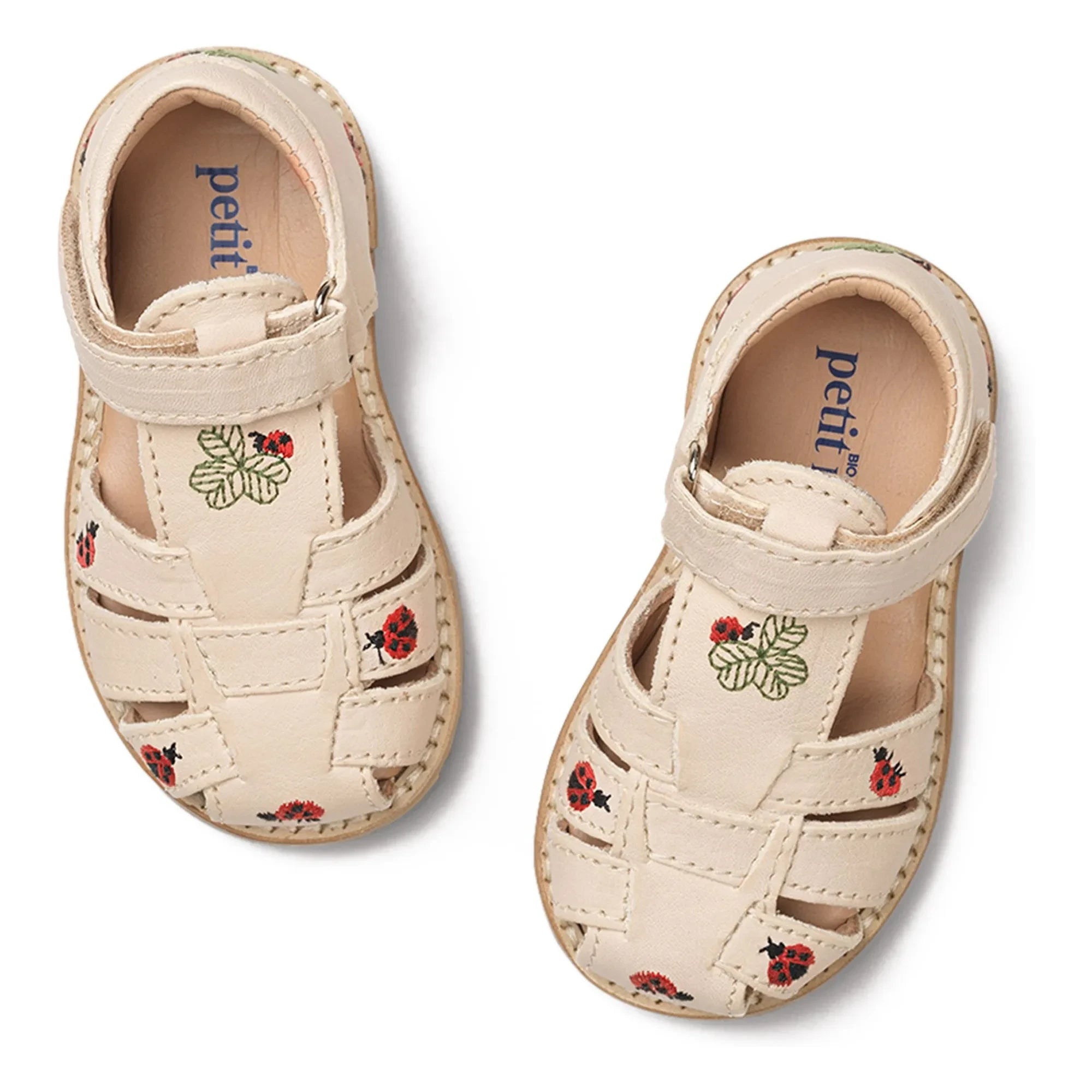 Petit Nord - Sandalias bordadas de mariquita - Colección Uniqua | Crema