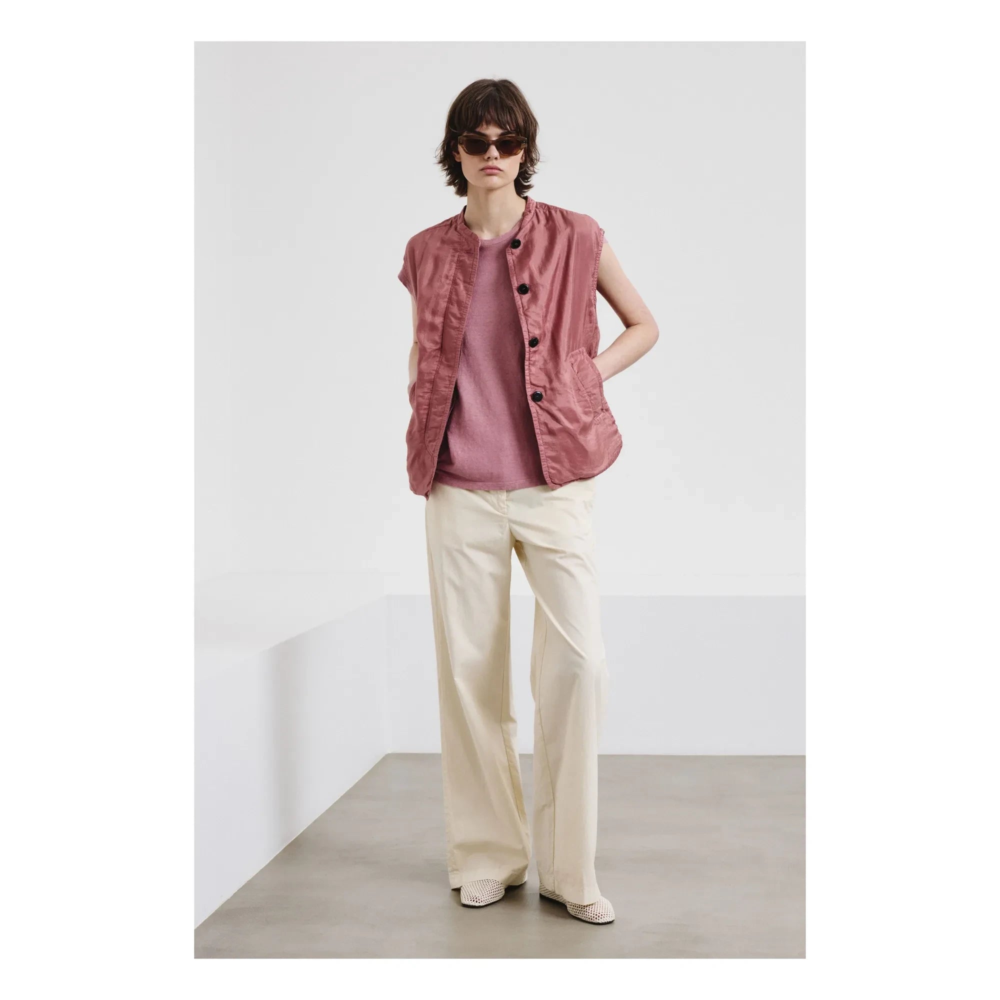 Pomandère - Camiseta de punto de algodón y lino | Malva