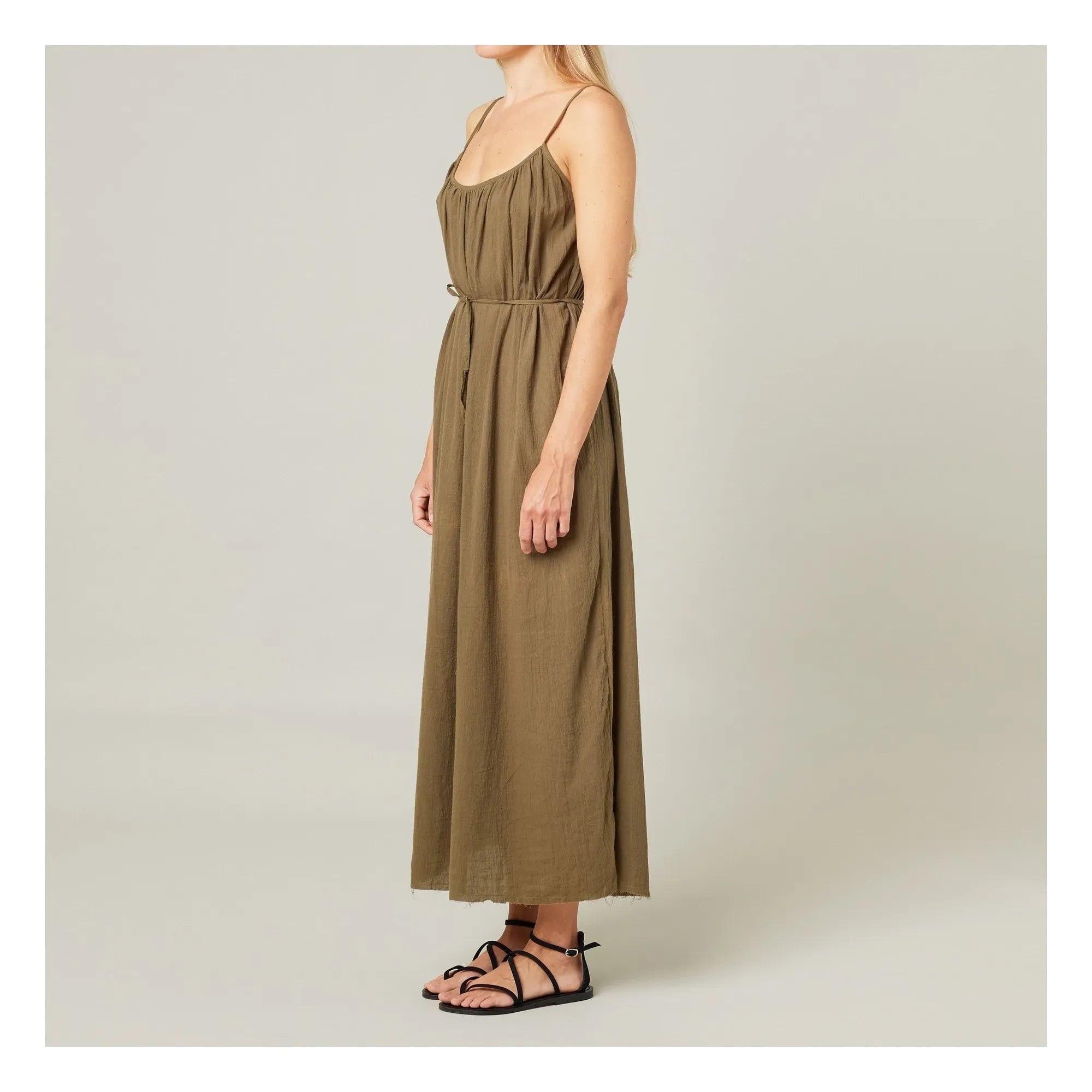 Maison Saint Julien - Vestido de gasa de algodón Palm Beach | Caqui