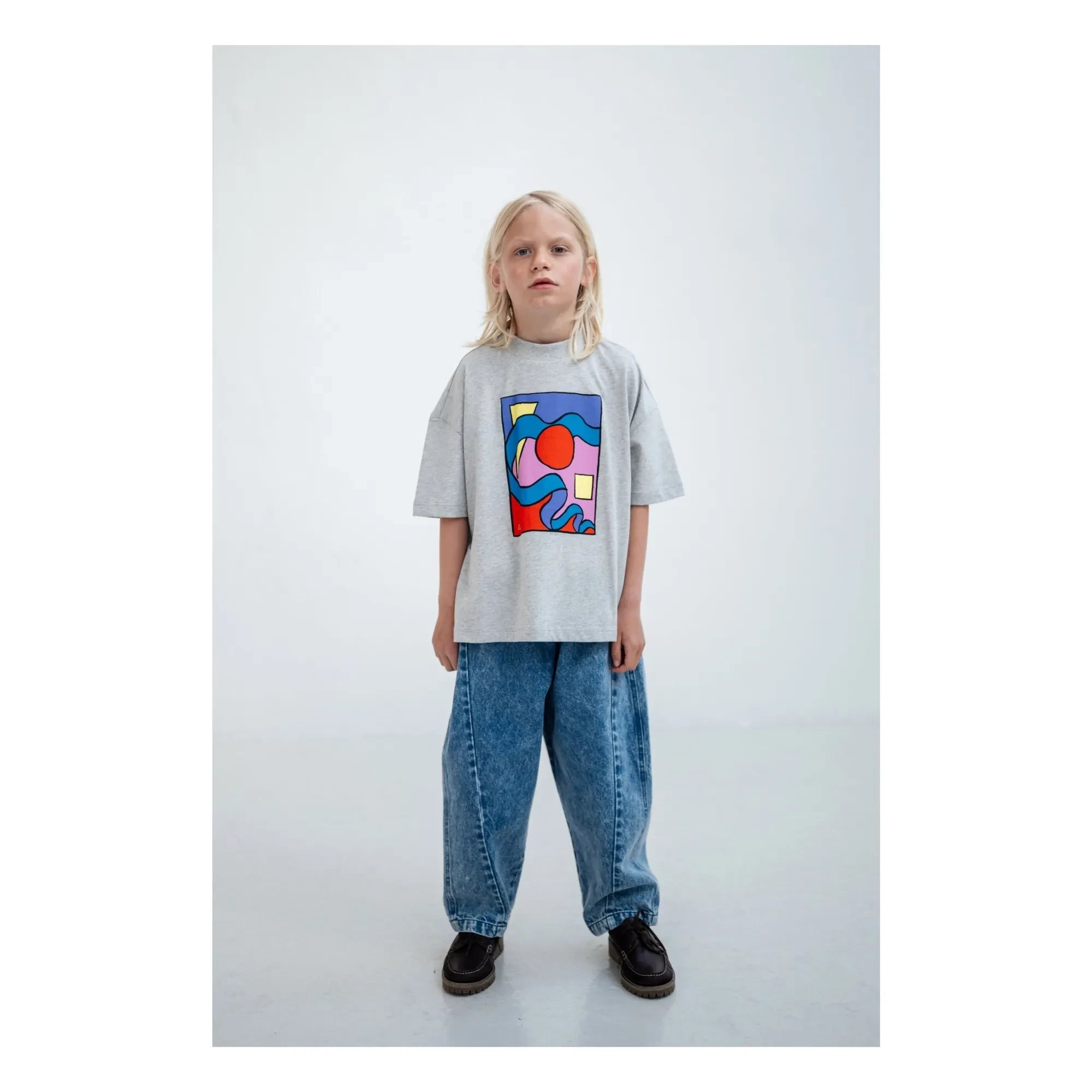 Repose AMS - Camiseta de algodón orgánico con corte cuadrado | Gris Jaspeado
