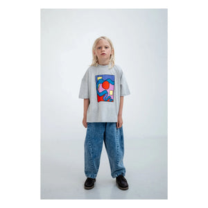Repose AMS - Camiseta de algodón orgánico con corte cuadrado | Gris Jaspeado