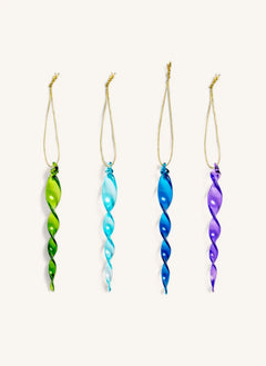&Klevering - Lila | Set de 4 Adornos de Cristal para Colgar de Año Nuevo