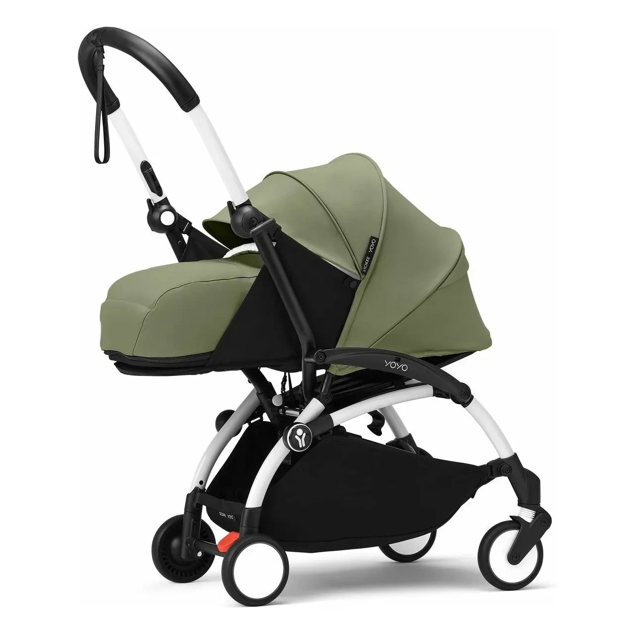Stokke® - Cochecito de recién nacido YOYO³ 0+ Chasis blanco | Olivo