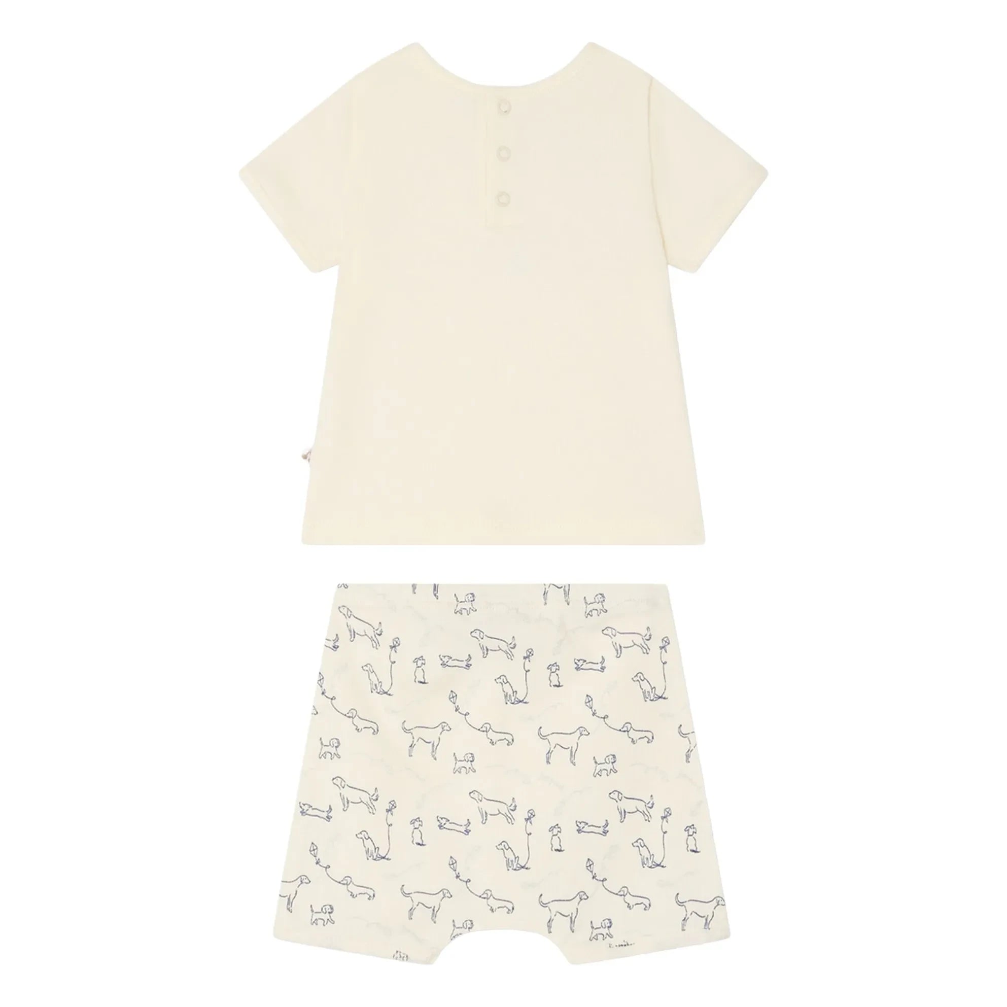 Bonpoint - Conjunto de camiseta y pantalón corto de algodón orgánico Fanilo | Crudo